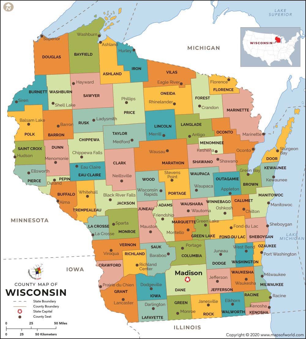 Wisconsin County Map Wisconsin Counties