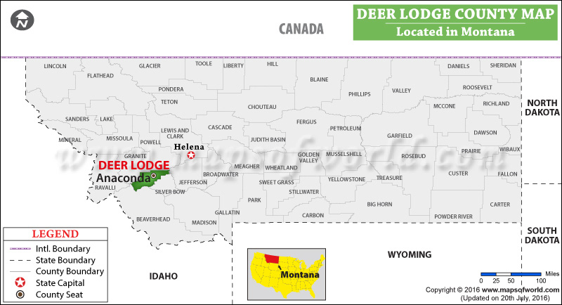 Deer Lodge County Map, Montana