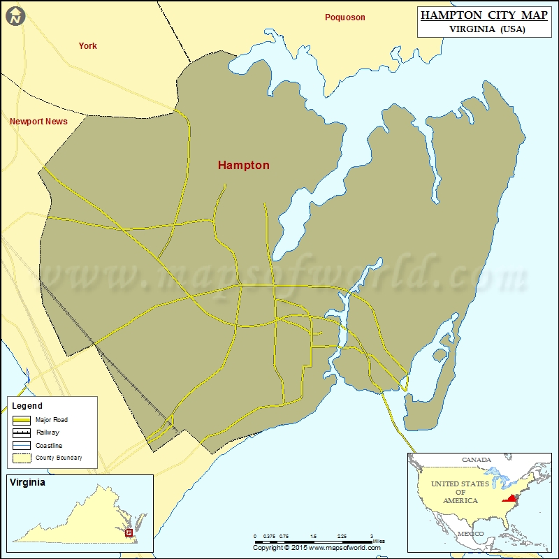 Hampton city County Map, Virginia