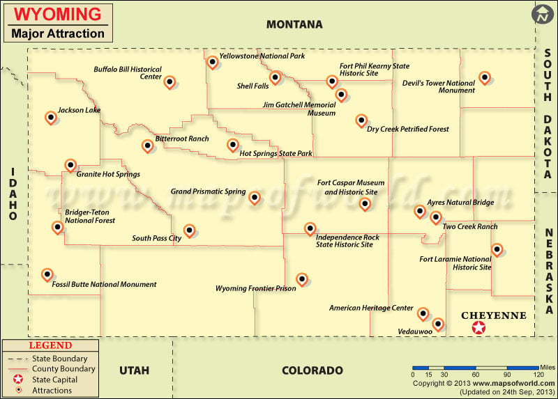 Travel Attractions In Wyoming Wyoming Travel Map