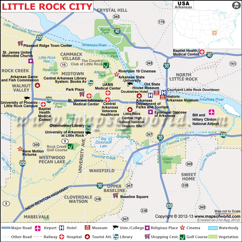 Little Rock Map The Capital Of Arkansas