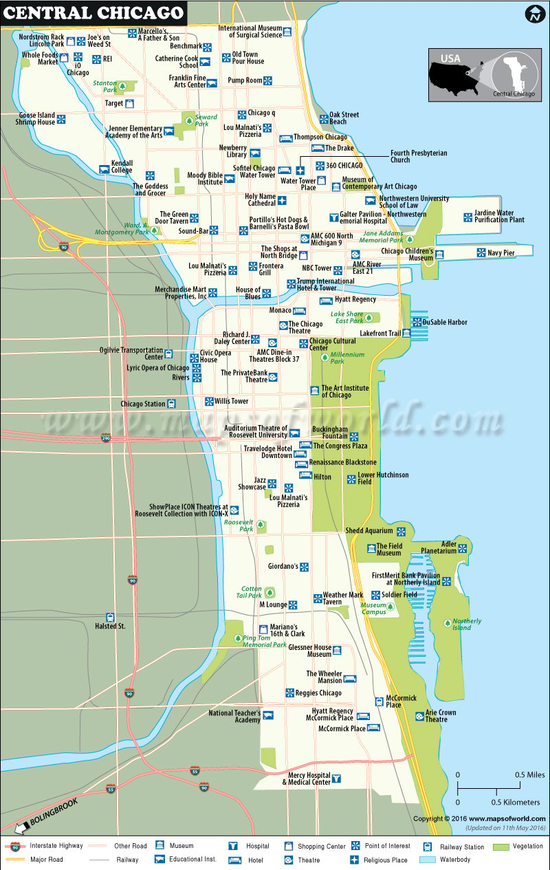 Central Chicago Map Map Of Central Chicago