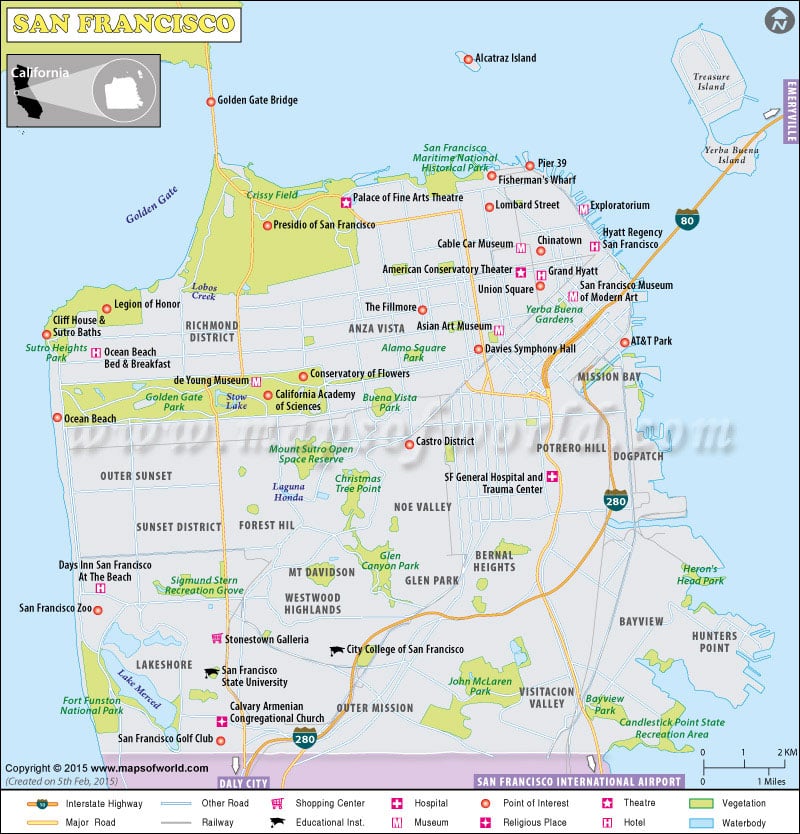 San Francisco Map Detailed Map Of San Francisco City Ca