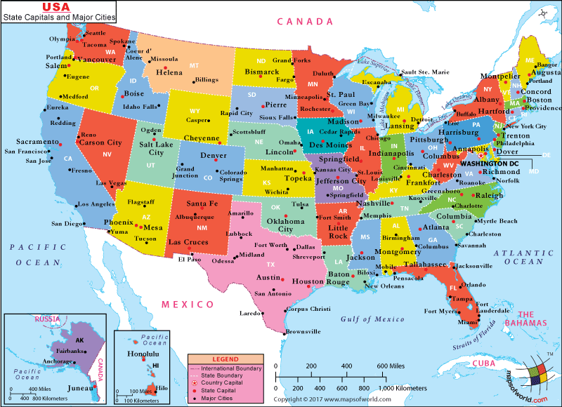 Usa Map With Major Cities