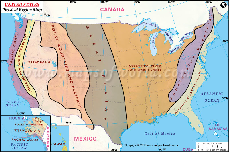 Physical Regions Of The United States Map US Regions Map