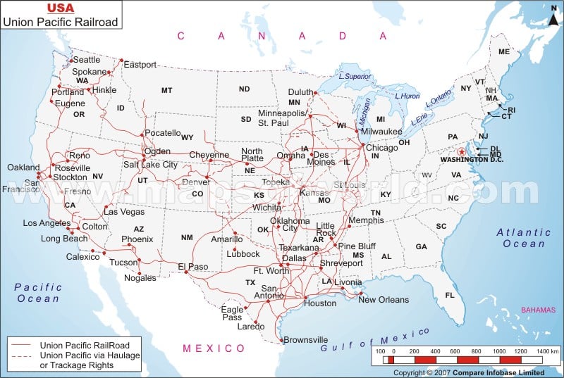 Union Pacific Railroad Map
