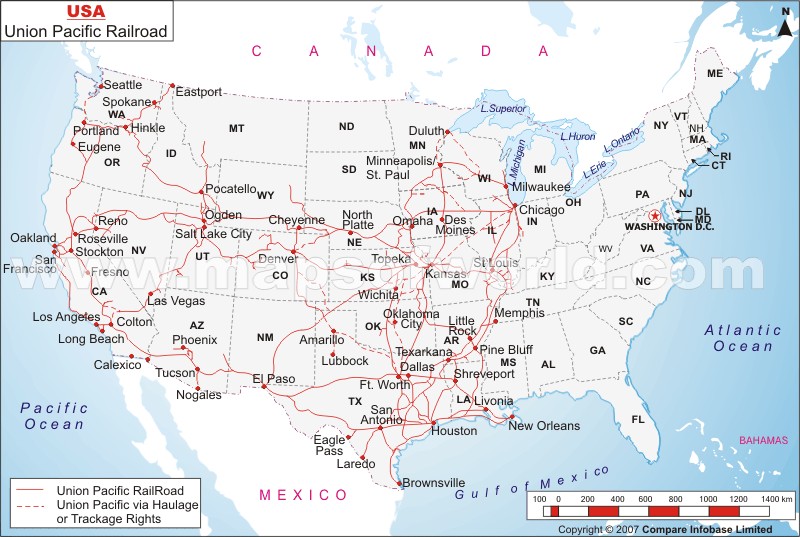 Union Pacific Railroad Map