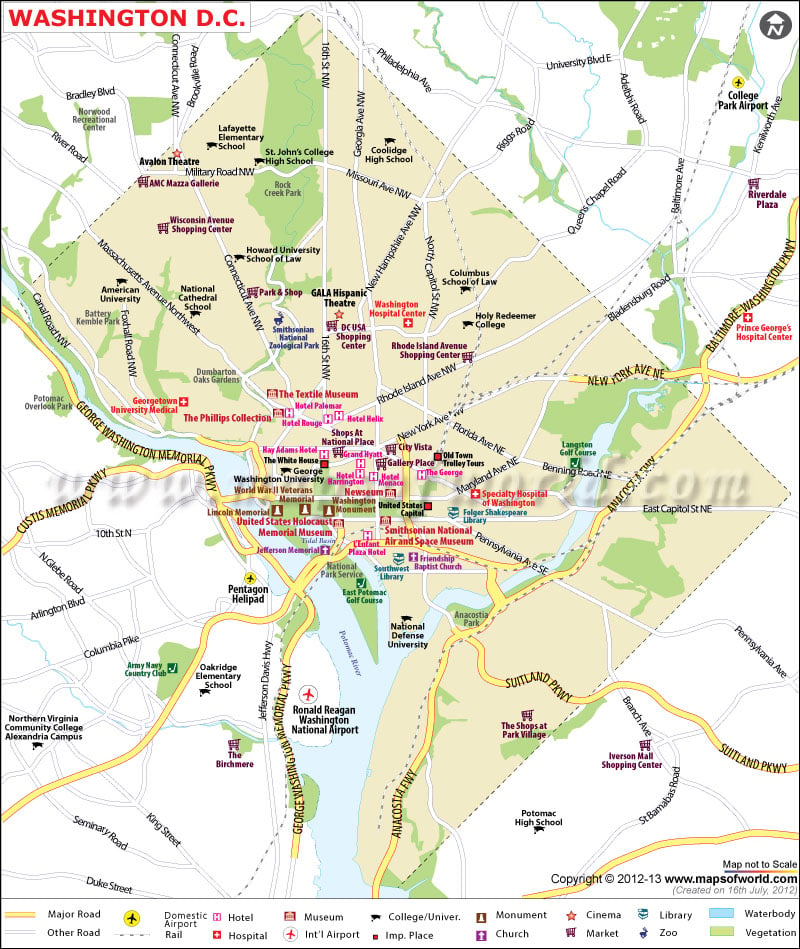 Map of US Capital Washington DC