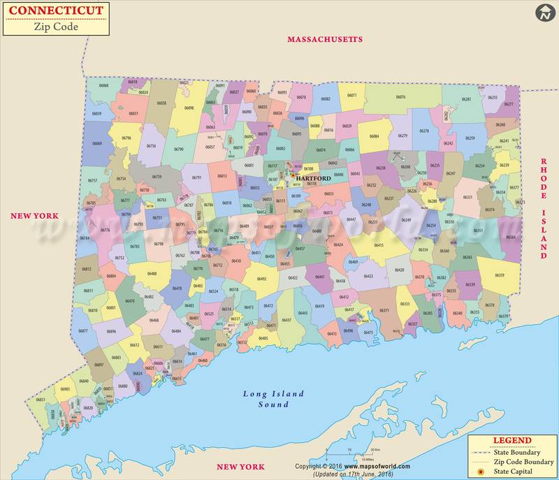 Connecticut Zip Code Map, Connecticut Postal Code