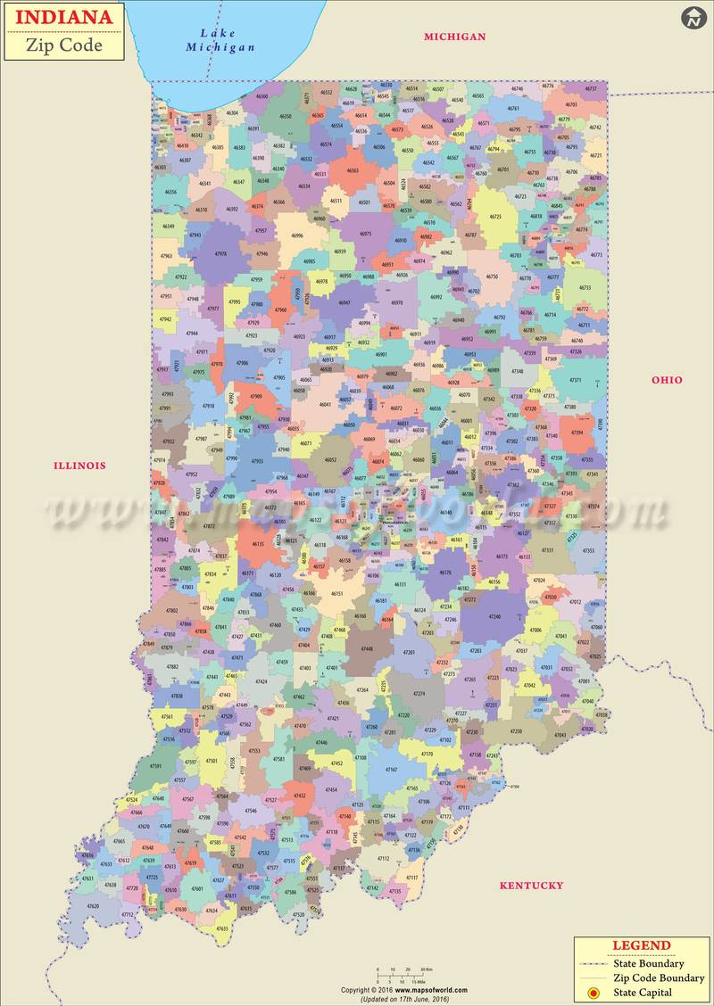 Indiana Zip Code Map Indiana Postal Code