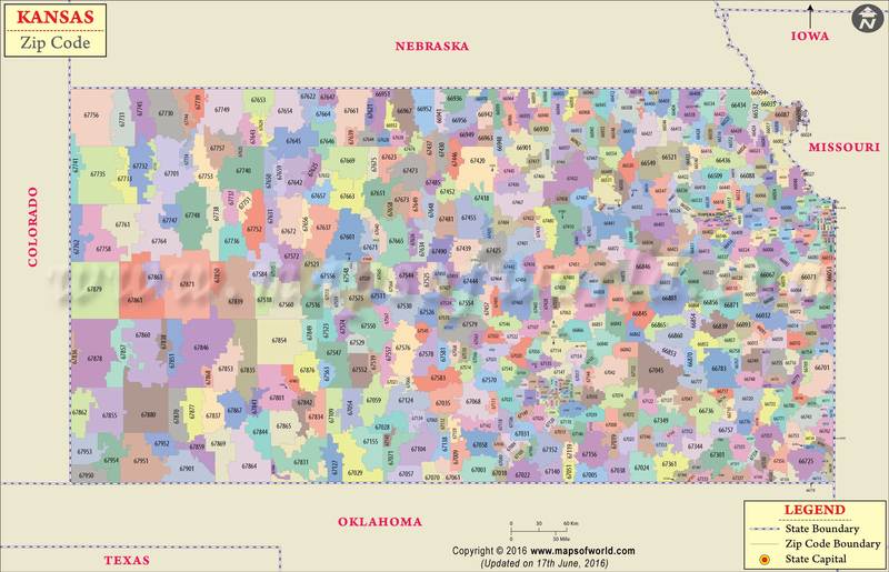 Kansas Zip Code Map Kansas Postal Code