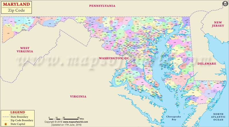 Maryland Zip Code Map Maryland Postal Code