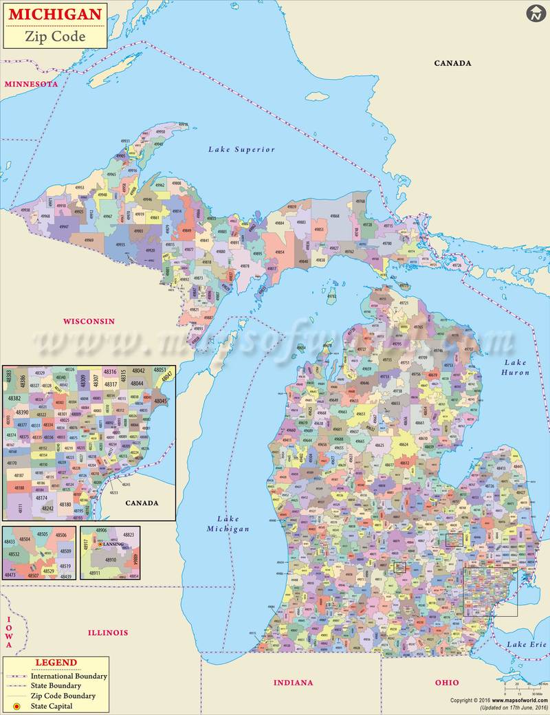 Michigan Zip Code Map Michigan Postal Code
