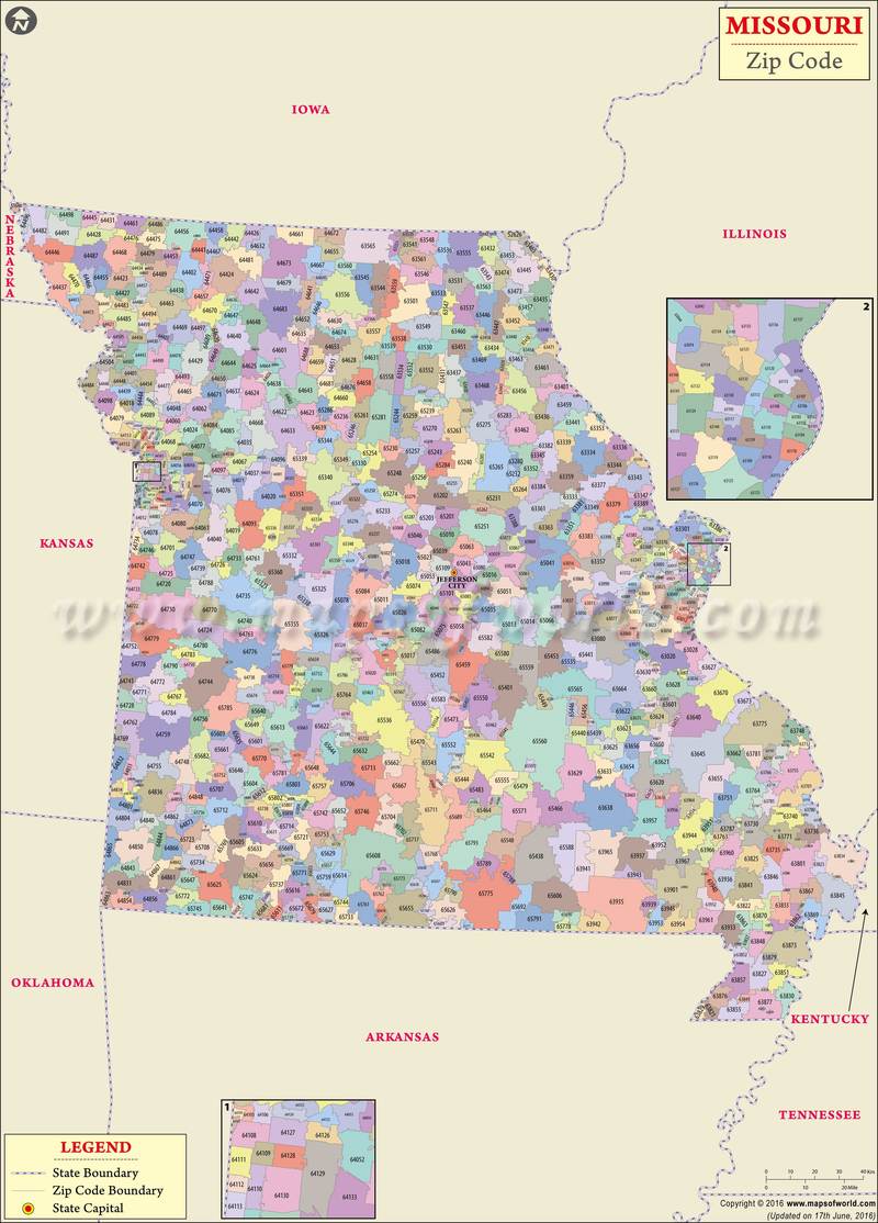 Missouri Zip Code Map Missouri Postal Code