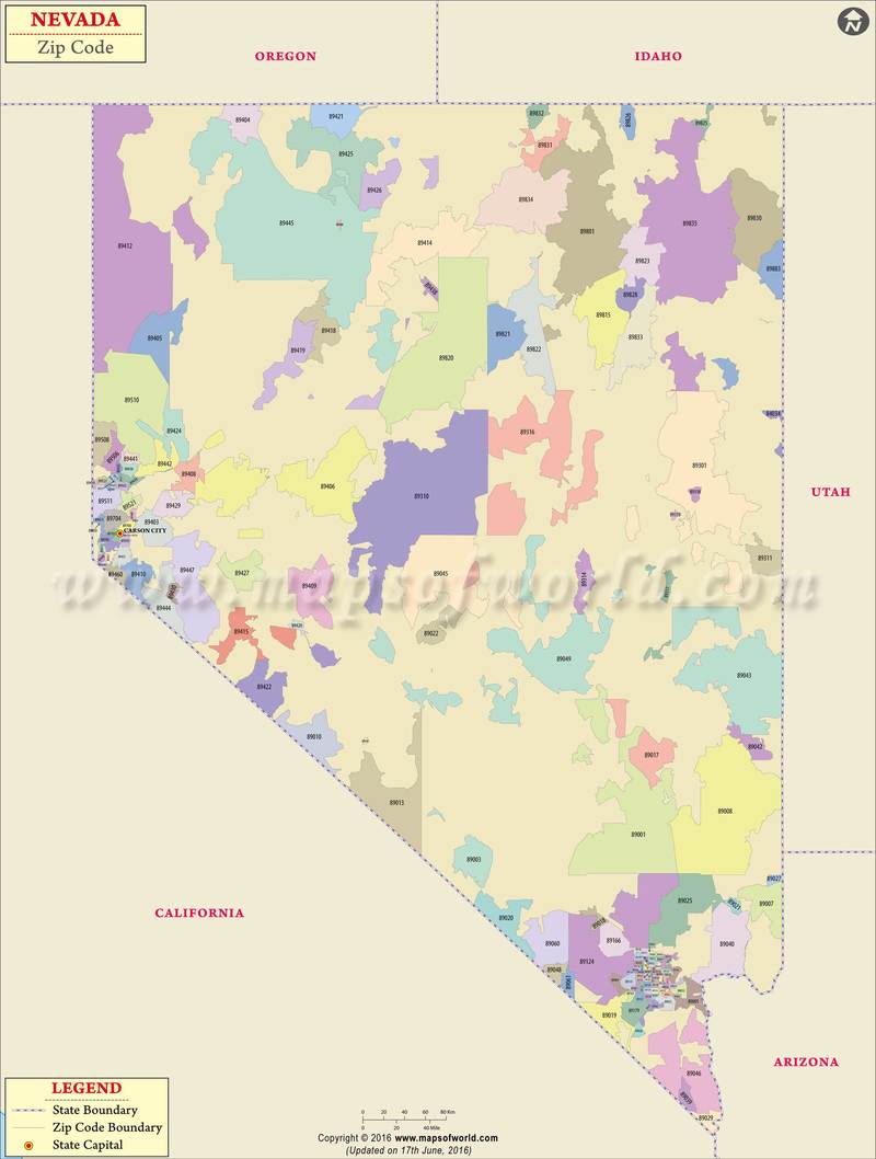 Nevada Zip Code Map Nevada Postal Code
