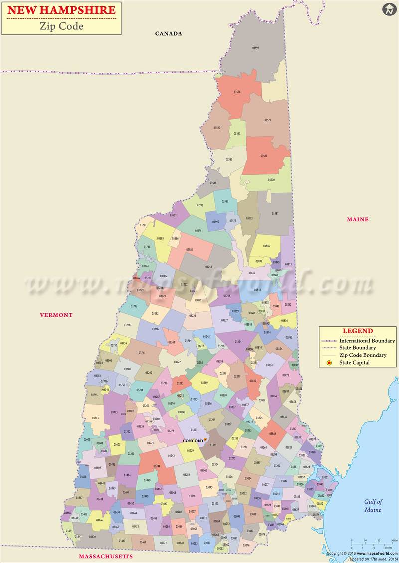 New Hampshire Zip Code Map New Hampshire Postal Code