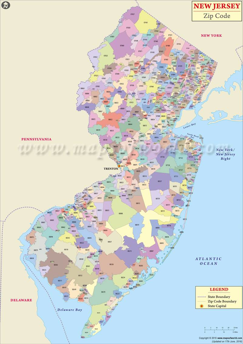 New Jersey Zip Code Map New Jersey Postal Code