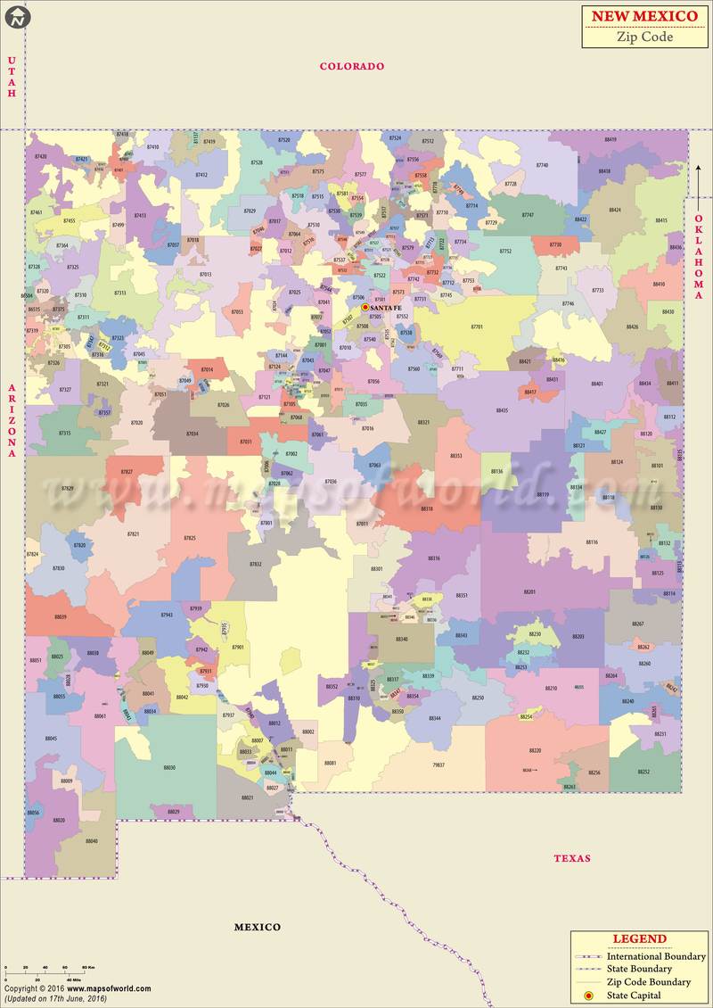 New Mexico Zip Code Map New Mexico Postal Code