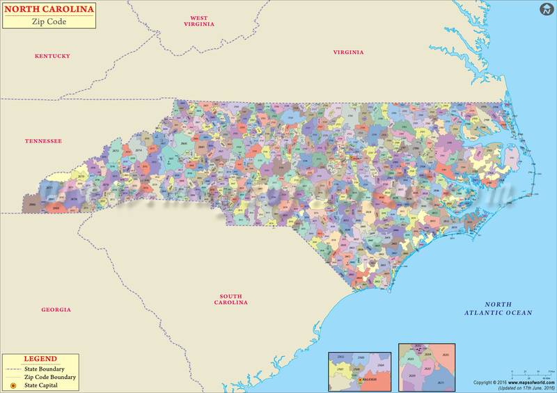 North Carolina Zip Code Map North Carolina Postal Code