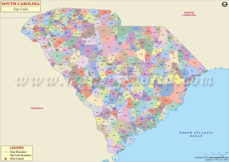 South Carolina Zip Code Map South Carolina Postal Code