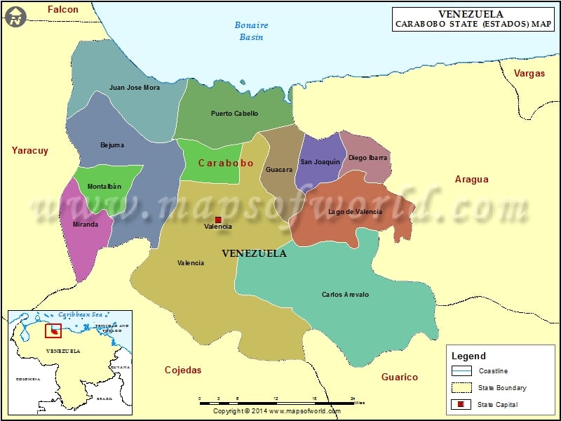 Carabobo Map, Venezuela 
