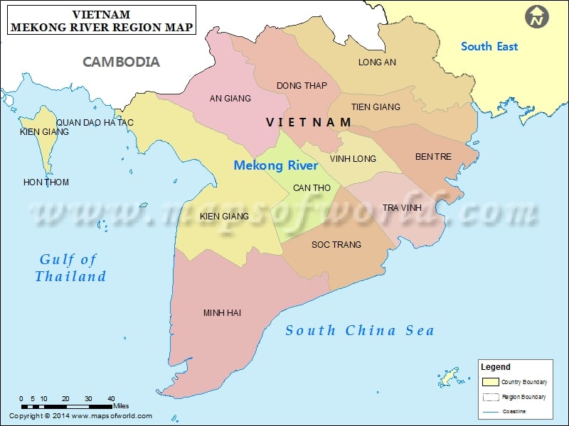 Map Of Mekong River Region Vietnam