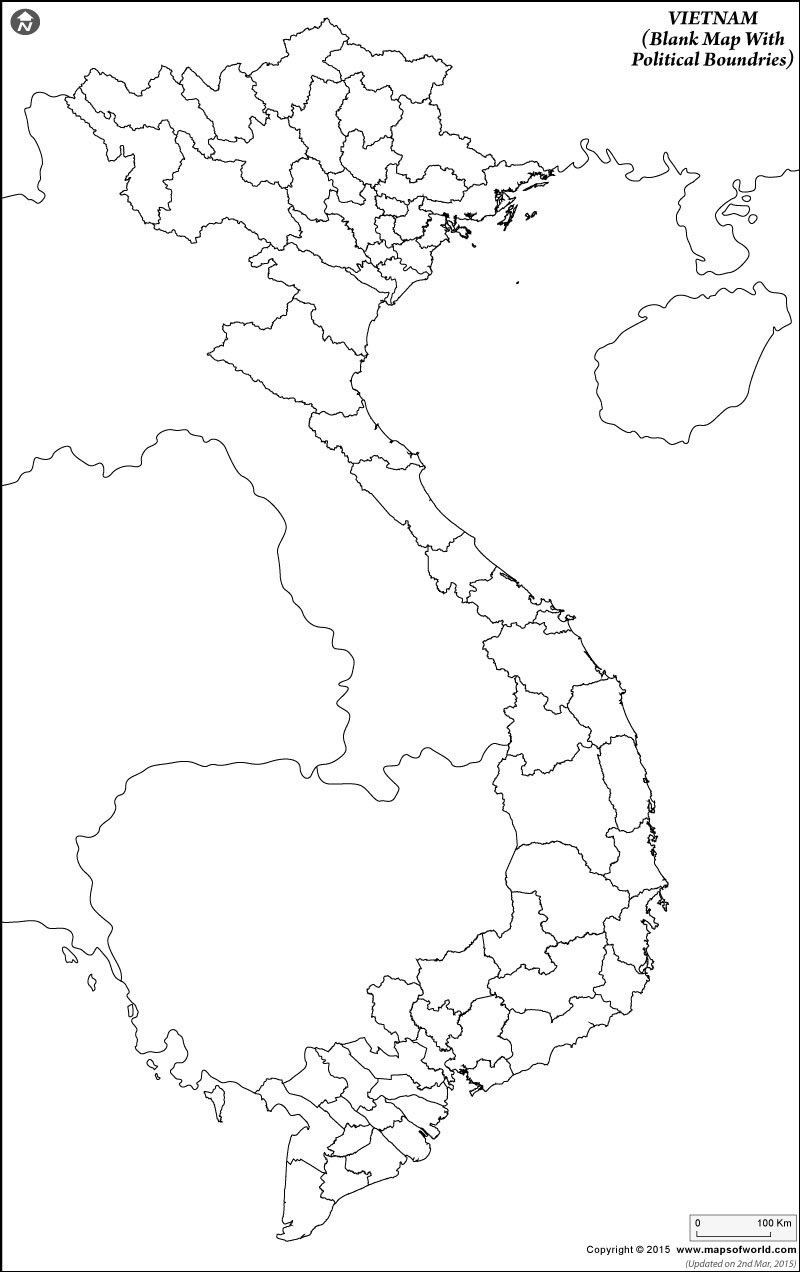Vietnam Blank Map With Poltical Boundries
