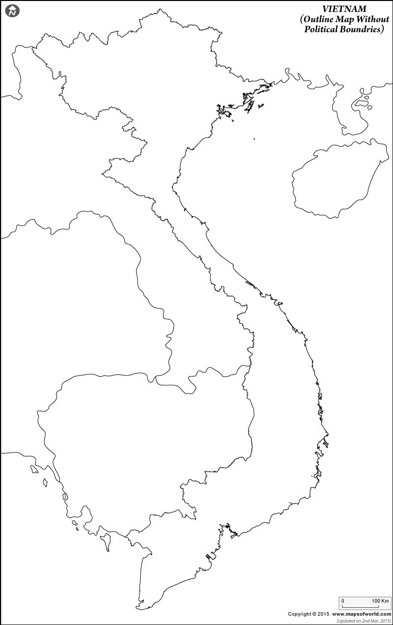 Vietnam Blank Map Without Poltical Boundries