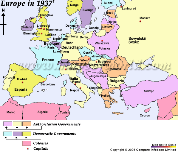 Map Of Europe Before Ww2 World War 2 1937