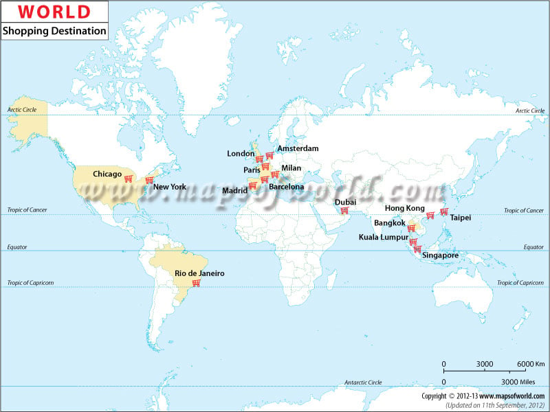 Shopping Destinations In The World World Shopping Destination Map