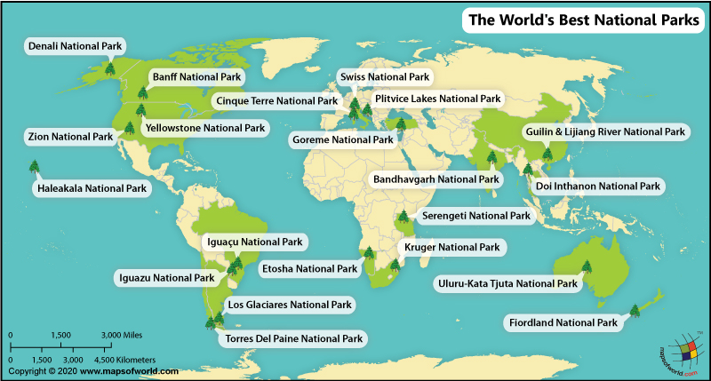 Best National Parks in the World on a Map