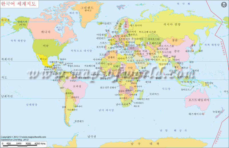 World Map in korean