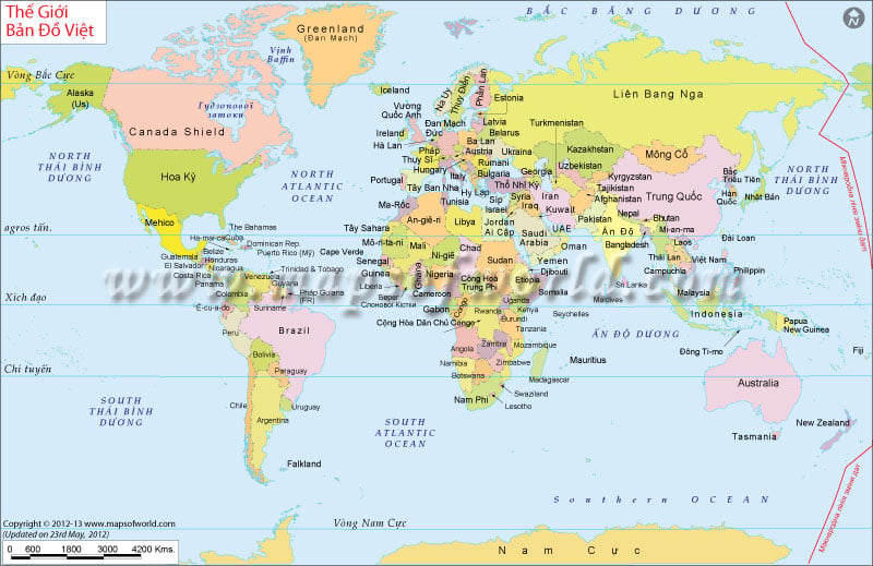 World Map In Vietnamese Vietnamese World Map