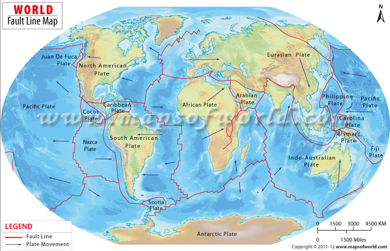 Earthquake Fault Lines Fault Lines Map Of World