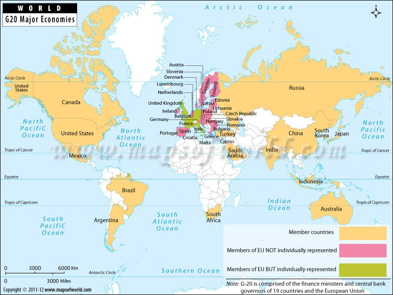 Map of G20 Member Countries