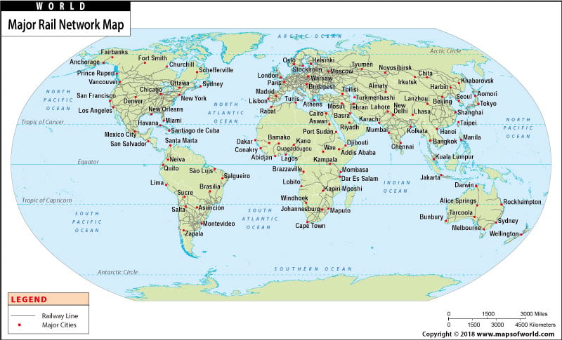 World Map Major Rail Network