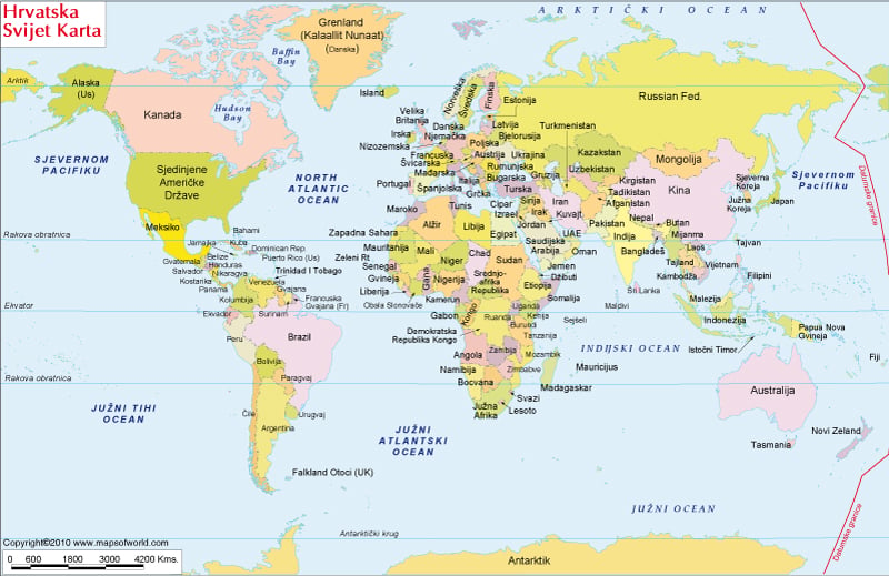 karta svijeta Karta Svijeta, World Map in Croatian karta svijeta