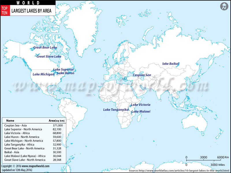 Largest Lakes In The World By Area World Top Ten