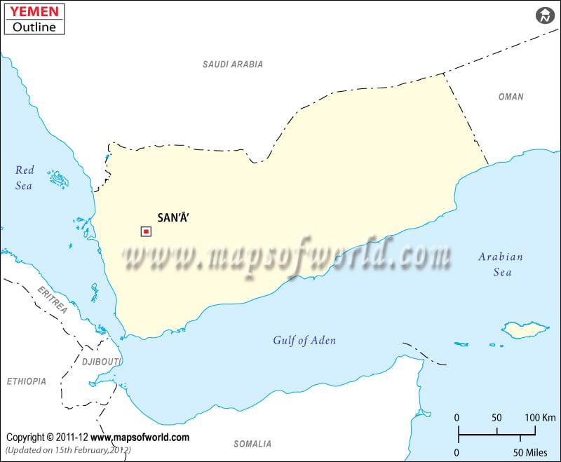 Yemen Time Zone Map